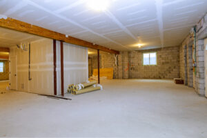 Unfinished basement of a new construction home